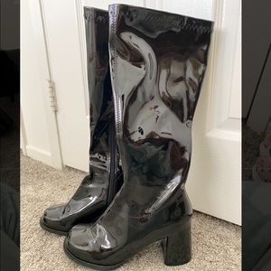 Black patent leather boots